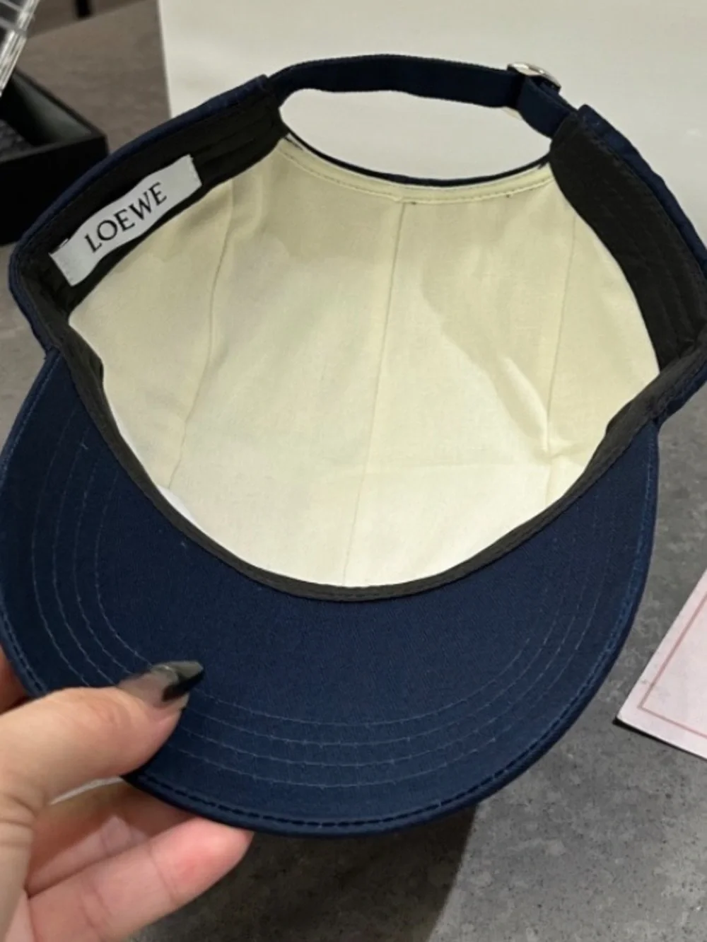 Loewe. Navy Blue Golden Brozen Embroidered Spell Out Hat Cap